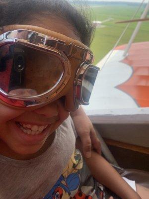 Biplane ride smile