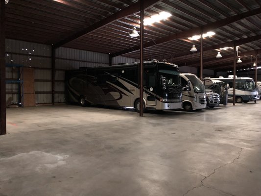 Large indoor facility to accommodate Class A motor homes.