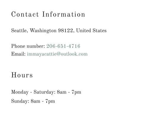 Contact Info and Hours