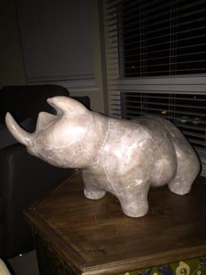 Root beer alabaster "Rudy the Rhino"