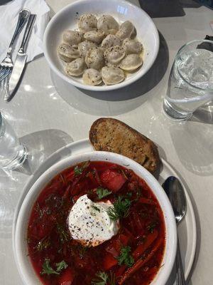 Borsch and pelmeni