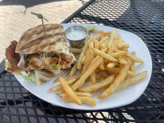 Buffalo Chicken Panini with Fries