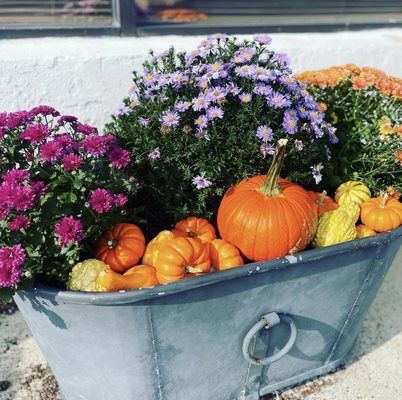 The planters outside are always decorated for the seasons