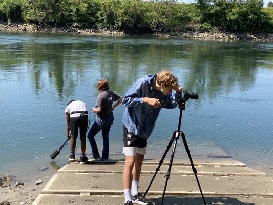 Recording sound and filming the role at the Snohomish boat ramp