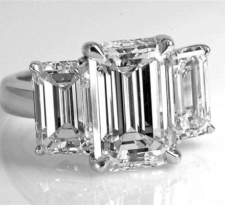 6.45 Emerald Cut Three_stone Platinum Engagement Ring