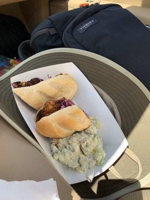 Chicken po boy with dill potato salad