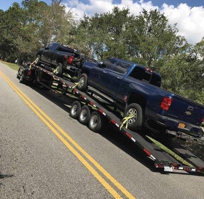 Hauling two trucks