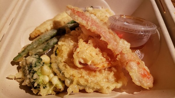 Veggie tempura ($8), vegan by default. Super tasty. It's hard to find vegan tempura.