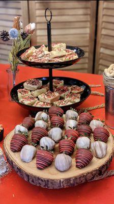 Blondies and chocolate covered strawberries so good some of our favorites.