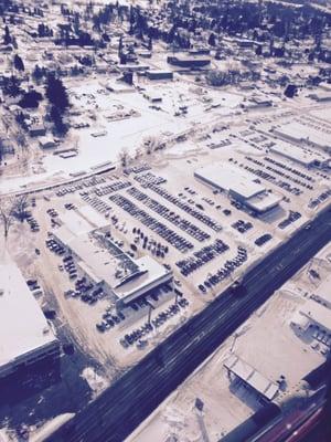 Awesome aerial shot of our store in the winter!