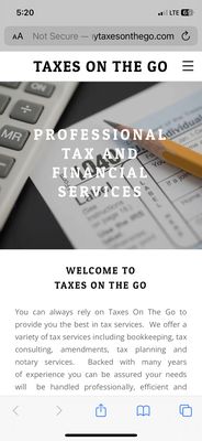 Taxes On The Go background.