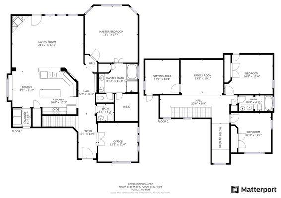 Floor Plans with measurements captured with every 3D tour