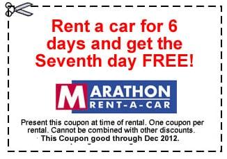 Rent a car for 6 days and get the seventh day FREE!