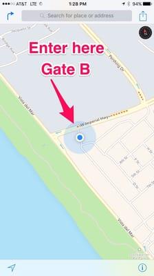 Here's where to enter. GATE B.