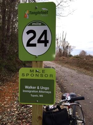 Walker & Ungo's 24 mile marker sponsorship at Tanglefoot Trail