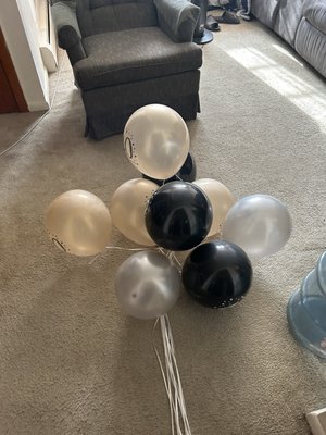 Latex balloons were on the rug the next day this is ridiculous especially for the money for 15 balloons.