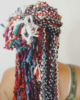 Getting ready for burning man! %100 acrylic yarn braids!