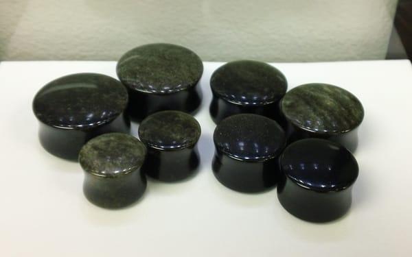 Beautiful Stone Plugs from Oracle Body Jewelry, available in shop and custom order!