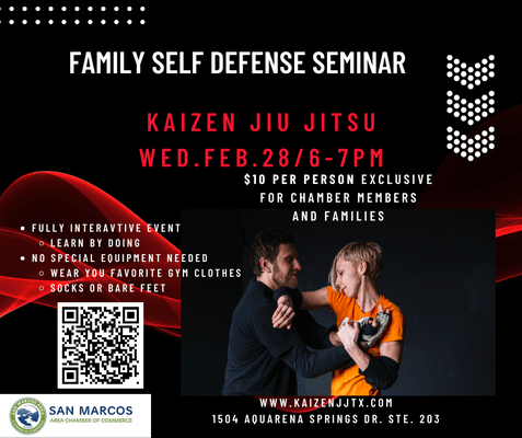 Monthly self defense seminars that focus on several key demographic groups.