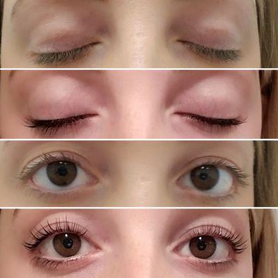 Lash lift and tint before and after