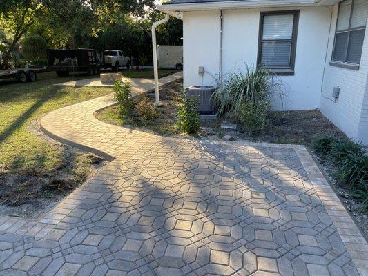 Custom patterned sidewalk and patio, angle 2