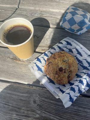 Cherry almond scone and drip coffee