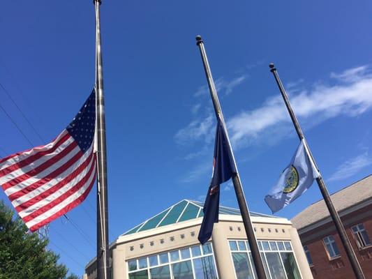 Flags at half-mast by order of President Obama.