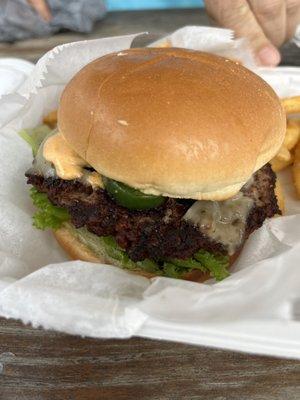 Jalapeño pepper jack burger