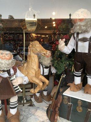 Cutely decorated shop window decked out for the holidays.