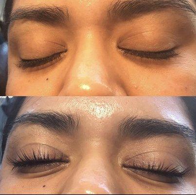 Lash lift before and after