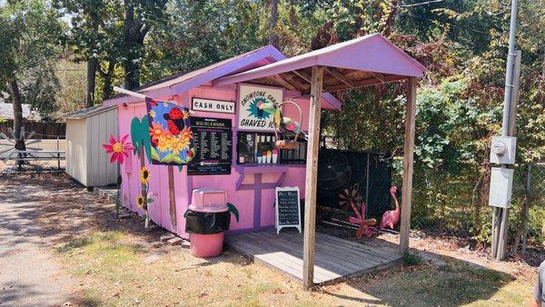 Snow cone Theiss farmers market 2008 Rayford Road  CASH ONLY!! Small pink shack towards back right.