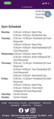 The schedules.