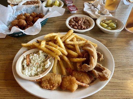 Fish and shrimp combo dinner