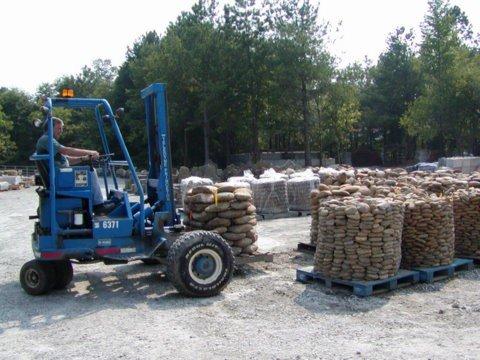 Buck Jones Nursery stocks stone, mulch, drainage material, edging, cross ties and tools for all of your hardscape needs.