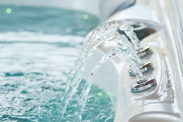 Closeup of water jets on a Hot Spring hot tub