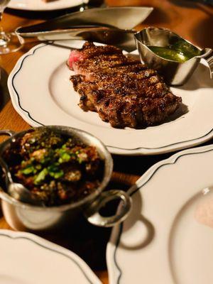 NY strip, chimichurri, Brussel sprouts 7.7.23