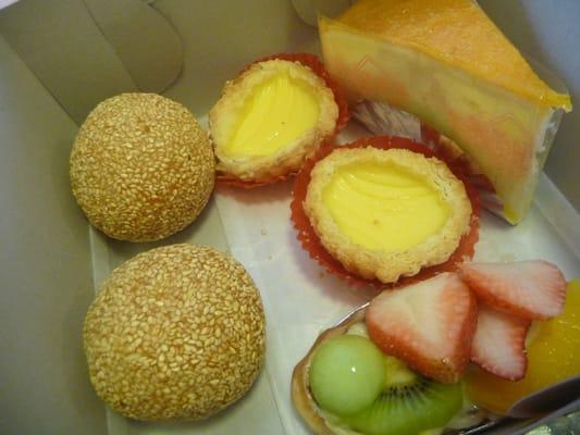 Sesame Ball, Cheese Tart, Fruit Tart, Cream Cheese Cake