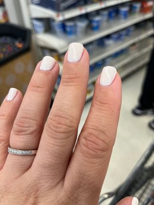 You can see she didn't go all the way to cuticle with the polish on the last coat.