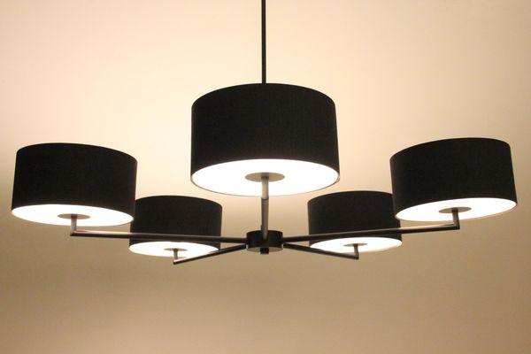 Black Star Chandelier in real black birch wood veneer