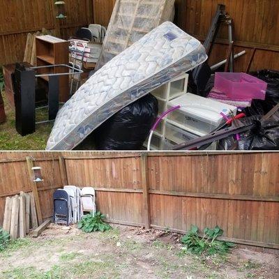 A quick 30 minute Before & After for a client looking to get their back yard summer ready.  Give us a call for all your junk removal needs!