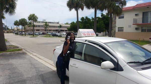 Happy student pass the test on her first attempt.