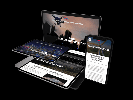Apple Devices mockup of website design for a Drone Asset Inspection Company