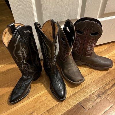 L - Tony Lama western boots; R - Phantom Rider HH work western boots