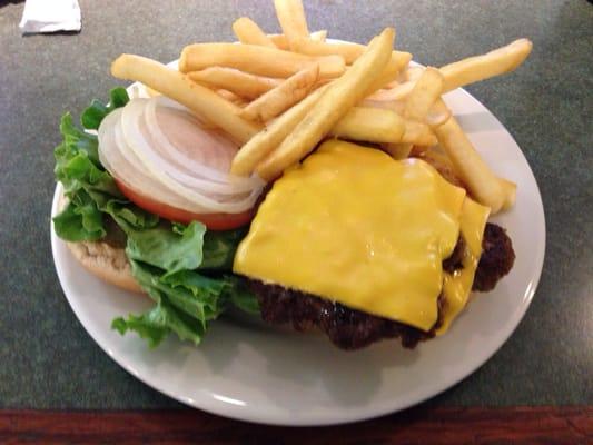 The Baptist Hospital East double cheese burger with fries