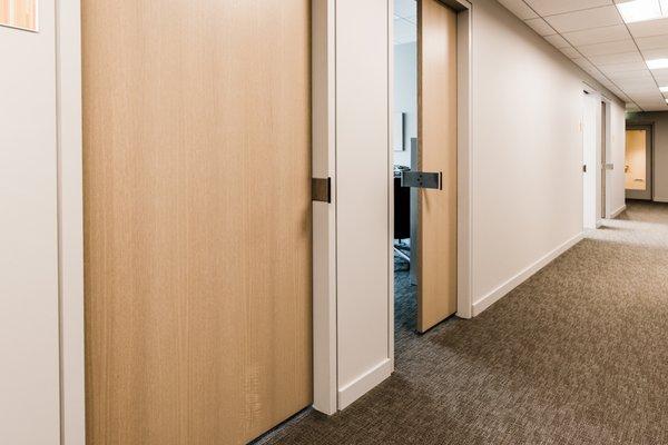 Sliding office doors at the Kirkland Museum.