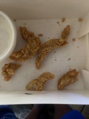 Horrible chicken strips....dry and very small!