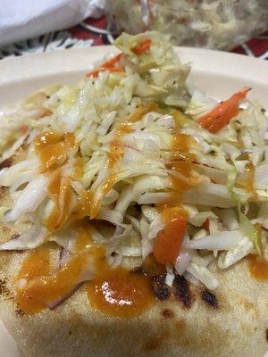 Pupusa with slaw and sauce