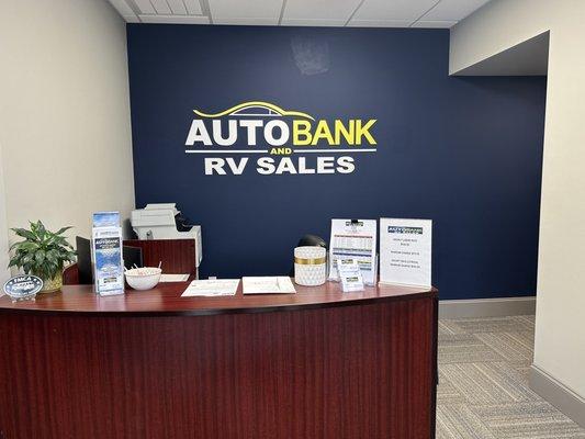 Reception area at AutoBank RV Sales and Service.