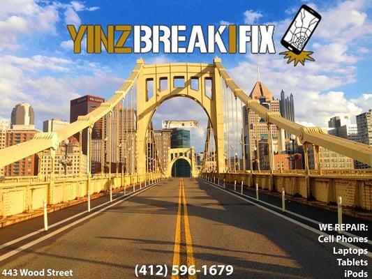 Yinz Break I Fix is a cell phone, iPod, iPad, tablet, and laptop repair company. We promise a 90 day guarantee on all repairs!