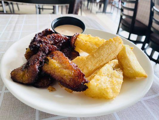 Fried plantains and yucca fries